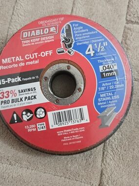 4-1/2" Red Metal Cut-Off Wheels - Pack of 15